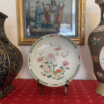 Chinese Antique Famille Rose Deep Mouth Plate, 18th C Yongzheng period #1761
