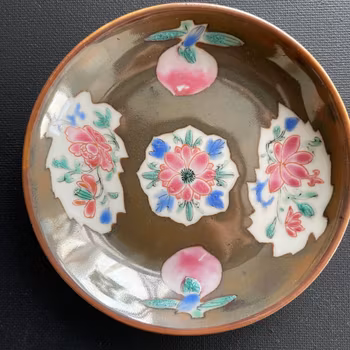 Chinese Antique Porcelain teacup + saucer, Batavia Brown, Yongzheng, 18c #1772