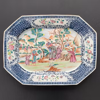 Chinese Antique Rose Mandarin Platter, 18th C Qianlong period #1787