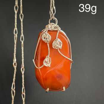 Vintage natural amber pendant with handmade silver Baltic egg yolk 39.55g #1788