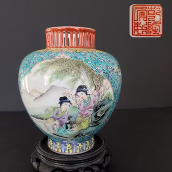 Vintage Chinese porcelain vase / censer, mid 20th c #1790