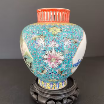 Vintage Chinese porcelain vase / censer, mid 20th c #1790