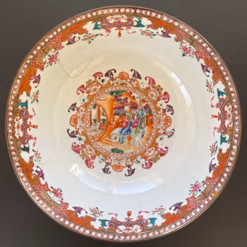 Chinese Antique rose mandarin punch bowl 18th century #1588
