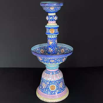Chinese Antique Canton Enamel Candlestick , 19th c Qing Dynasty #1793