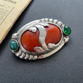 Natural Amber Antique Amber Brooch With Silver Egg Yolk Art Nouveau 16.73g