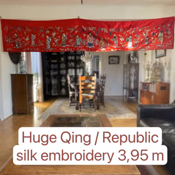 Chinese Antique Silk Embroidery, Eight Immortals, Late Qing or Republic #1785