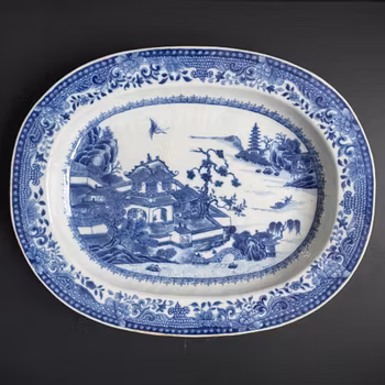 Chinese antique Deep Plate / Platter blue and white, Qianlong period #1799