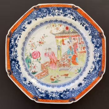 Chinese Antique Famille Rose Plate, 18th C Qianlong period #1781