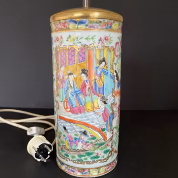 Chinese antique porcelain Vase/lamp rose mandarin, first half of 19th c #1816