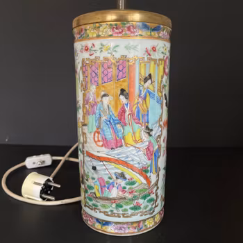 Chinese antique porcelain Vase/lamp rose mandarin, first half of 19th c #1815