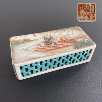 Chinese antique porcelain Scroll Paper Weight, Late Qing / Republic #1803