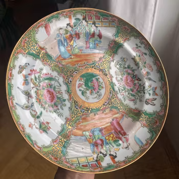 Chinese Antique Rose Medallion Plate, Late Qing Dynasty #1809
