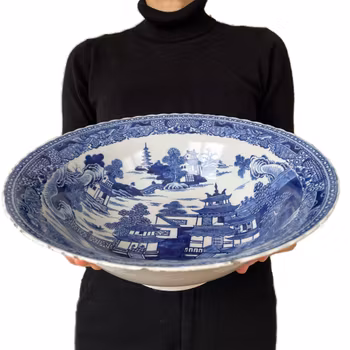 Chinese Antique porcelain Blue And White Basin / Punch Bowl , Qianlong #1826