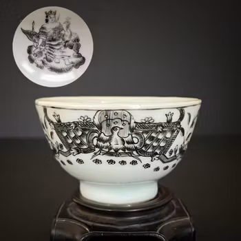Chinese Antique export Grisaille Decorated Armorial Tea Cup Qianlong #1829
