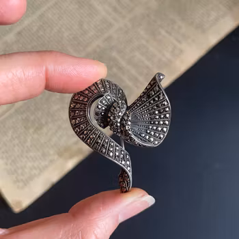 Vintage 830 silver brooch with marcasite stones 1950's #1852