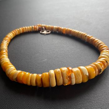 Unique Natural Amber Necklace Baltic Amber Egg Yolk Butterscotch 36g #1855