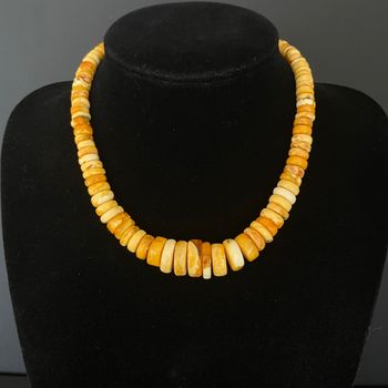 Unique Natural Amber Necklace Baltic Amber Egg Yolk Butterscotch 36g #1855