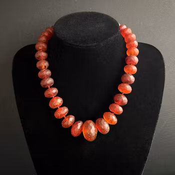 ANTIQUE NATURAL AMBER FACETED BEAD NECKLACE HUGE 90g #1857
