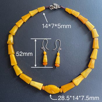 Unique Design Natural Amber Necklace and earrings Egg Yolk Butterscotch #1859