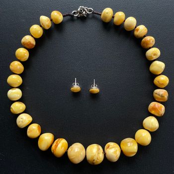 Danish Natural Amber Necklace and earrings Baltic Amber #1860