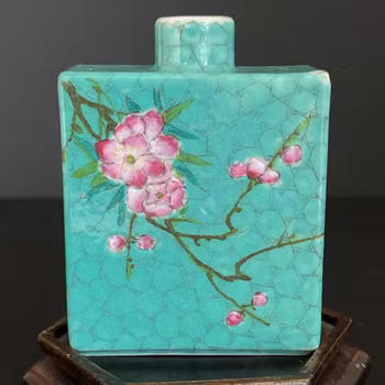 Chinese antique teacaddy with decoration of ice-crack and plum blossom, 19th c 浩然堂 #1863