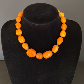 Antique Natural Amber Necklace Baltic Amber Egg Yolk Butterscotch 50g #1868