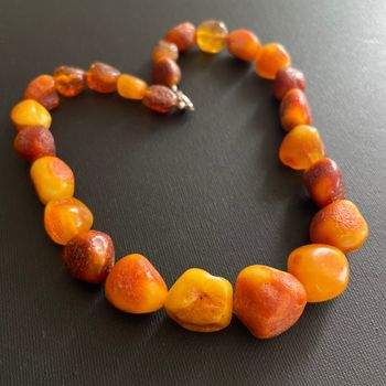 Antique Natural Amber Necklace Baltic Amber Danish Amber Egg Yolk Butterscotch 54g #1869