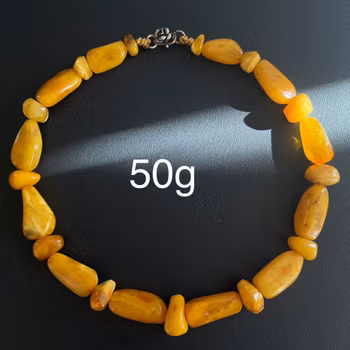 Vintage Natural Amber Necklace Baltic Amber Egg Yolk Butterscotch 50g #1872