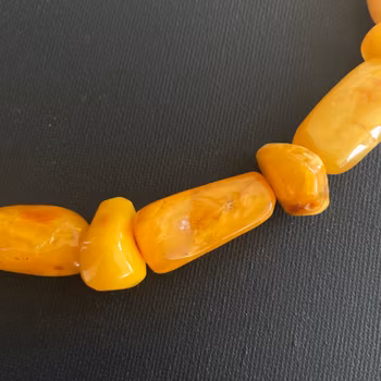 Vintage Natural Amber Necklace Baltic Amber Egg Yolk Butterscotch 50g #1872