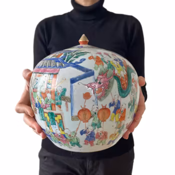Chinese Antique Jar, 100 boys decoration, Late Qing Dynasty #1889