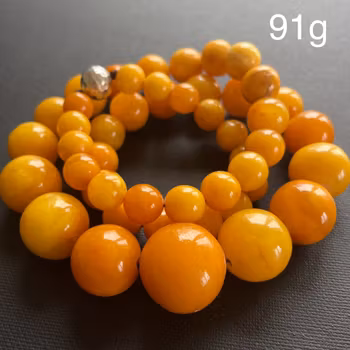 Vintage Natural Amber Necklace Baltic Amber Egg Yolk Butterscotch Huge 91g #1839