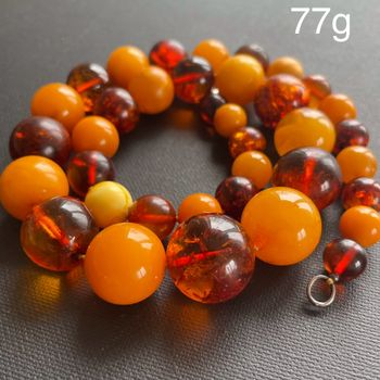 Vintage Natural Amber Necklace Baltic Swedish Amber Egg Yolk Butterscotch Huge 77g# 1827