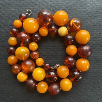 Vintage Natural Amber Necklace Baltic Swedish Amber Egg Yolk Butterscotch Huge 77g# 1827