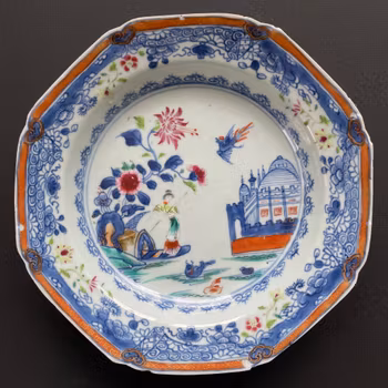 Chinese Antique Famille Rose Plate, 18th C Qianlong period #1891