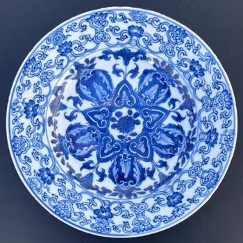 Chinese Antique Porcelain Blue and White Plate, Kangxi period #1921