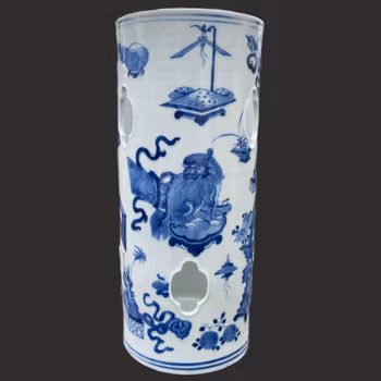Chinese antique hatstand in blue and white, 19th c, Qing Dynasty #1922