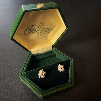 Danish design Flora Danica Jewelry handmade 925 silver earrings with flower #1936s