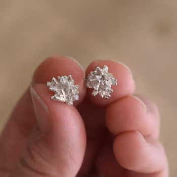 Danish design Flora Danica Jewelry handmade 925 silver earrings with flower #1936s