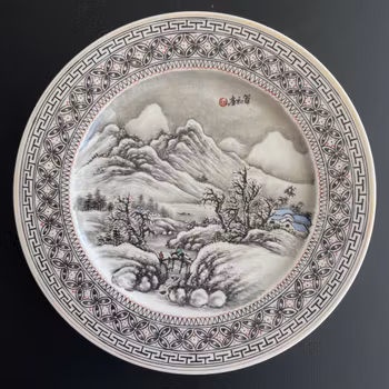 Chinese antique plate Signed by 沈筑初 from the republic period #1036