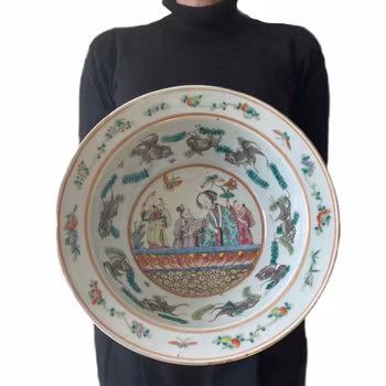 Chinese Antique Famille Rose basin & handwash, Late Qing Dynasty #1968