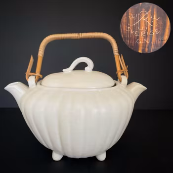 Vintage Gunnar Nylund Rorstrand Stoneware Double Spout Teapot Scandinavian #1972