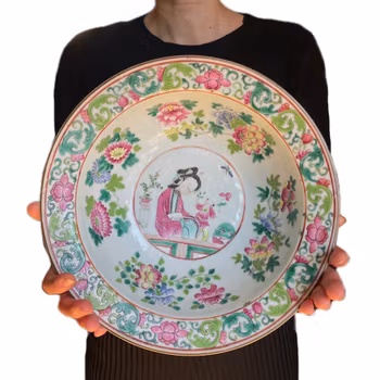 Chinese Antique Famille Rose basin & handwash, Late Qing Dynasty #1973