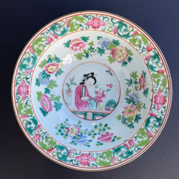 Chinese Antique Famille Rose basin & handwash, Late Qing Dynasty #1973