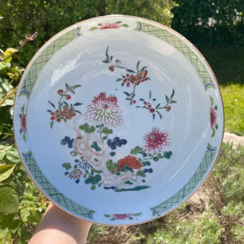 Chinese Antique Famille Rose Deep Mouth Plate, 18th C Yongzheng period #1977
