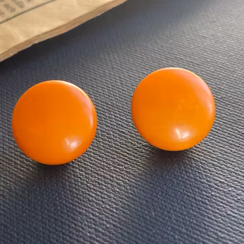 Vintage silver clip earrings with amber egg yolk butterscotch 40s-50s #1979