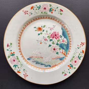 Chinese antique porcelain famille rose plate, Qianlong, 18th c #1983