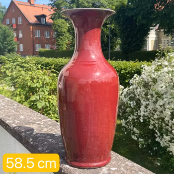 Chinese Antique sang de boeuf / ox blood glazed vase, Qing Dynasty 19th c #1989