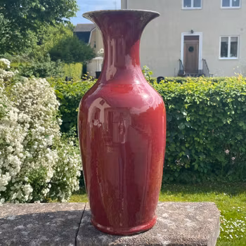 Chinese Antique sang de boeuf / ox blood glazed vase, Qing Dynasty 19th c #1989