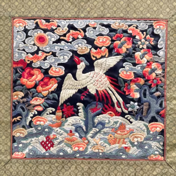 Chinese Silk Embroidered Rank Badge Mandarin Square Buzi, Qing Dynasty #1992