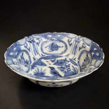 Chinese antique Klapmuts bowl in Underglazed Blue and White, Ming WanLi #1997